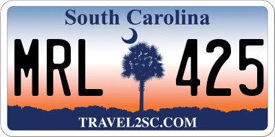 SC license plate MRL425