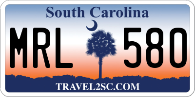 SC license plate MRL580