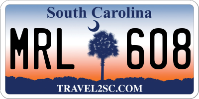 SC license plate MRL608