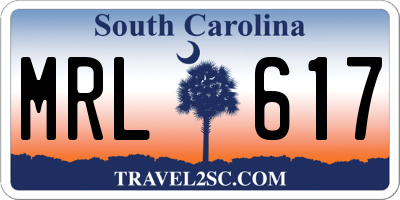 SC license plate MRL617