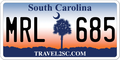 SC license plate MRL685