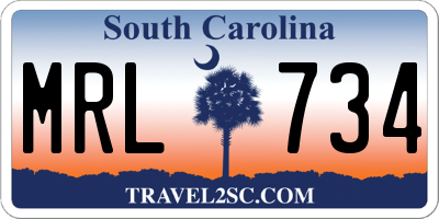 SC license plate MRL734