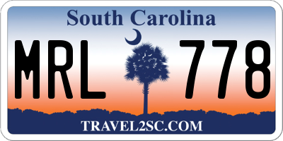 SC license plate MRL778