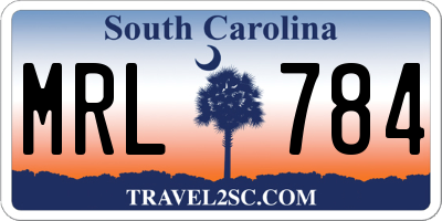 SC license plate MRL784