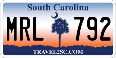 SC license plate MRL792