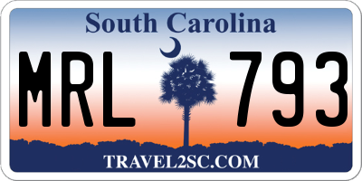 SC license plate MRL793