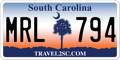 SC license plate MRL794