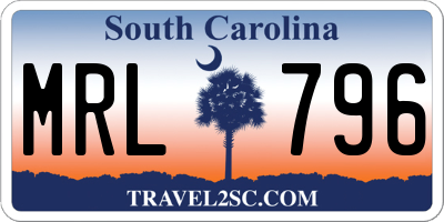 SC license plate MRL796