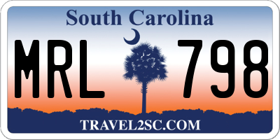 SC license plate MRL798
