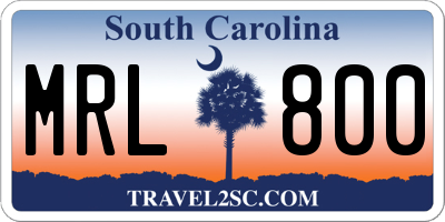 SC license plate MRL800