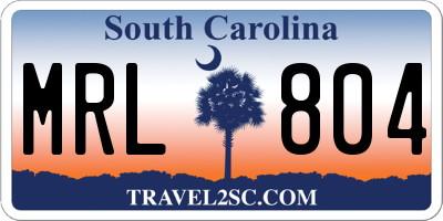 SC license plate MRL804