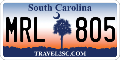 SC license plate MRL805
