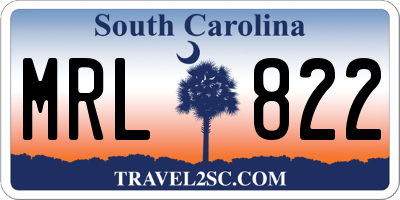 SC license plate MRL822