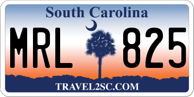 SC license plate MRL825