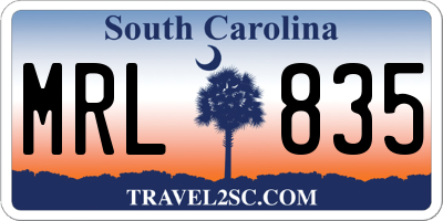 SC license plate MRL835