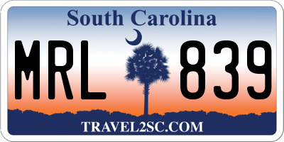 SC license plate MRL839
