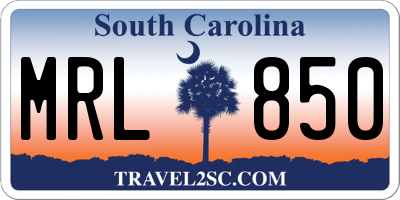 SC license plate MRL850