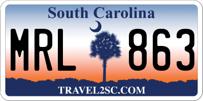 SC license plate MRL863