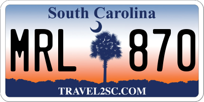 SC license plate MRL870