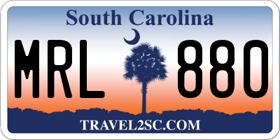 SC license plate MRL880
