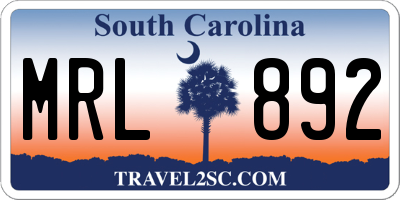 SC license plate MRL892