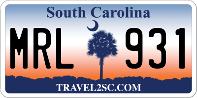 SC license plate MRL931