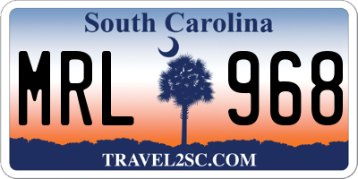 SC license plate MRL968