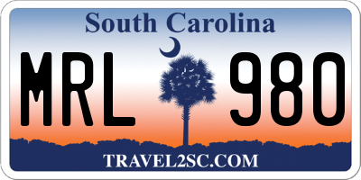 SC license plate MRL980
