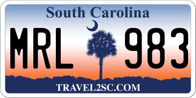 SC license plate MRL983