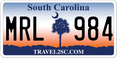 SC license plate MRL984