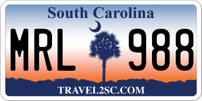 SC license plate MRL988