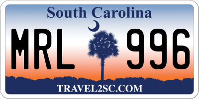 SC license plate MRL996
