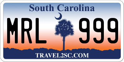 SC license plate MRL999