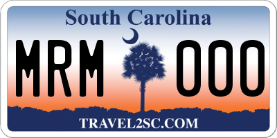 SC license plate MRM000