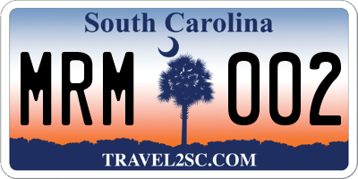 SC license plate MRM002