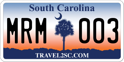 SC license plate MRM003
