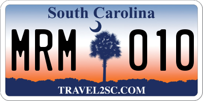 SC license plate MRM010