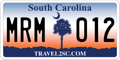 SC license plate MRM012