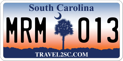 SC license plate MRM013