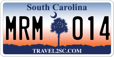 SC license plate MRM014
