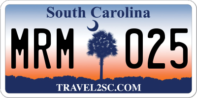 SC license plate MRM025