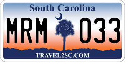 SC license plate MRM033