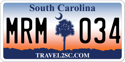 SC license plate MRM034