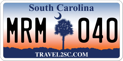 SC license plate MRM040