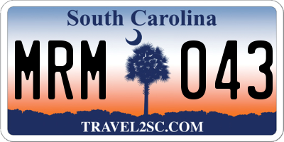 SC license plate MRM043