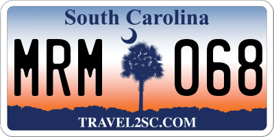 SC license plate MRM068