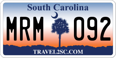 SC license plate MRM092
