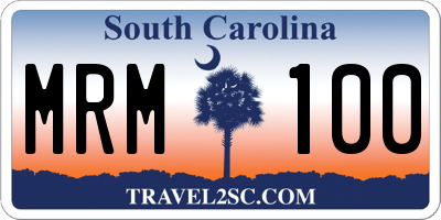 SC license plate MRM100
