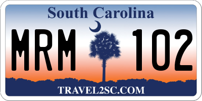 SC license plate MRM102