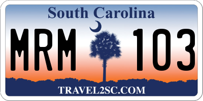 SC license plate MRM103